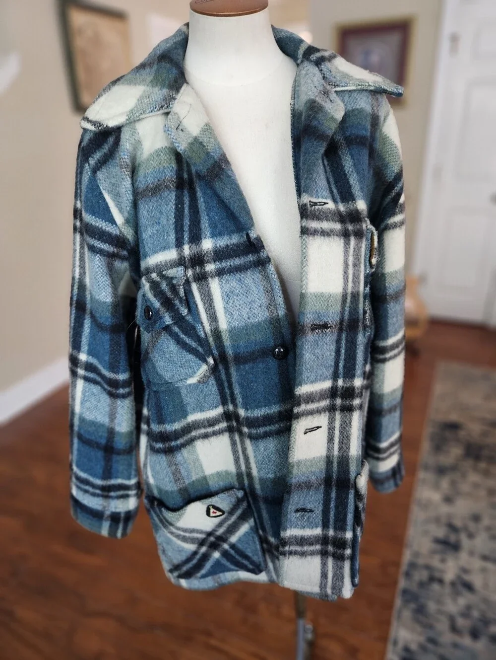 VTG 70s Canadian Camper Wool Mohair Coat Large - Picture 2 of 5